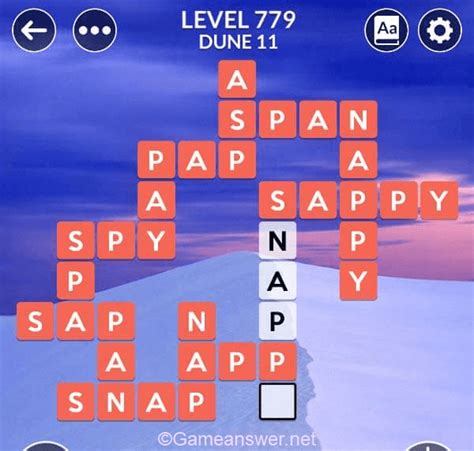 Wordscapes level 779 answers .